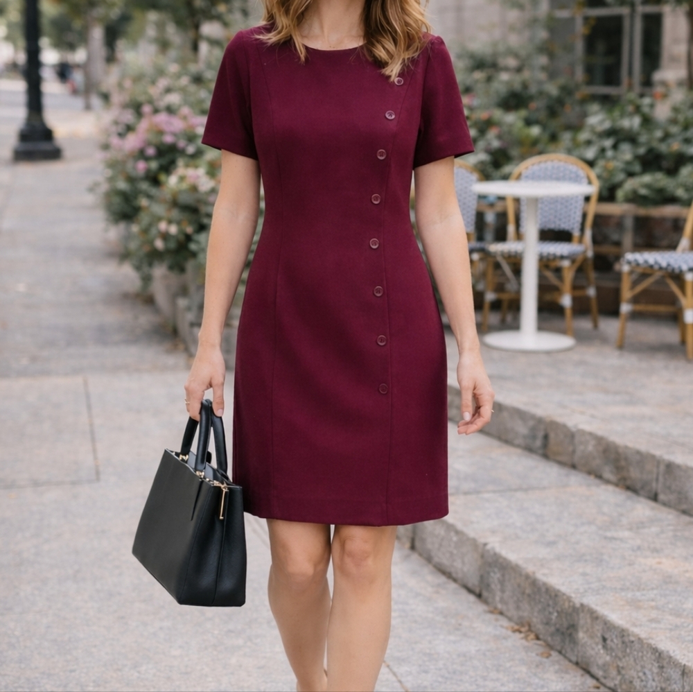 Vintage Betsy Lauren Burgundy Button-Down Dress